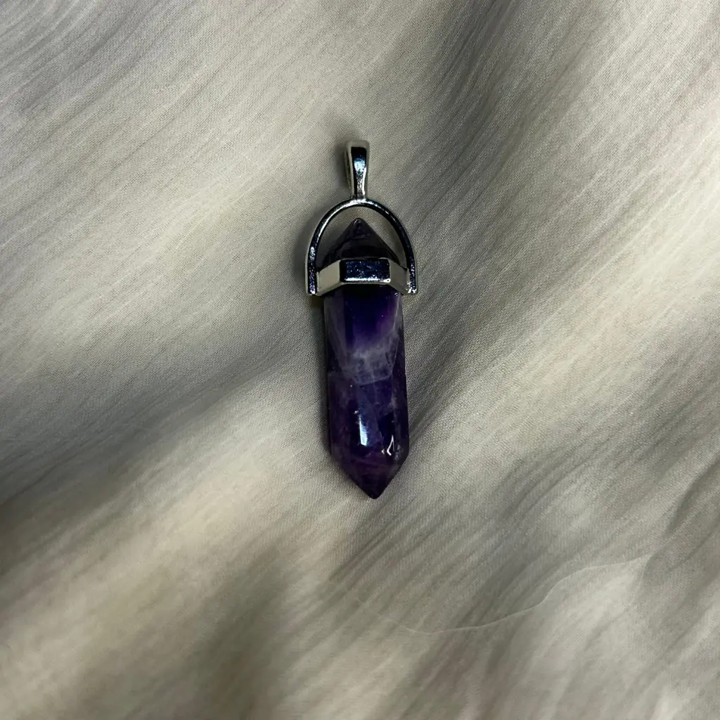 Amethyst double terminated pencil pendant