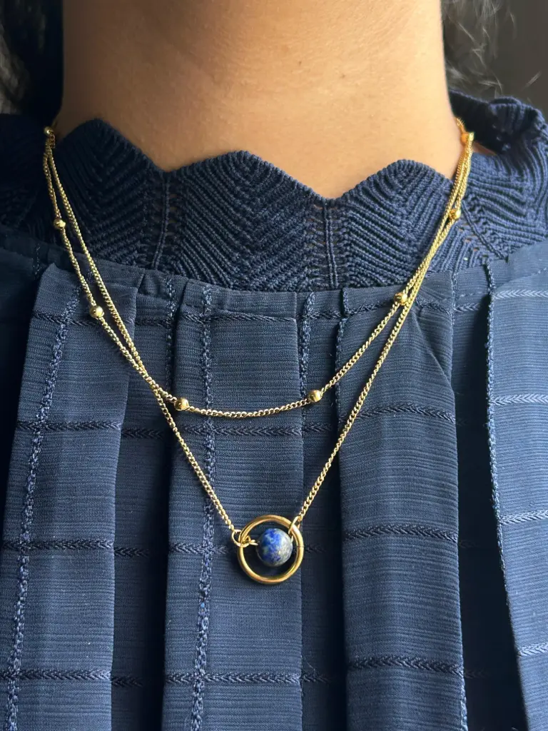 Celestial Dual-Layer Necklace – Lapis Lazuli Edition