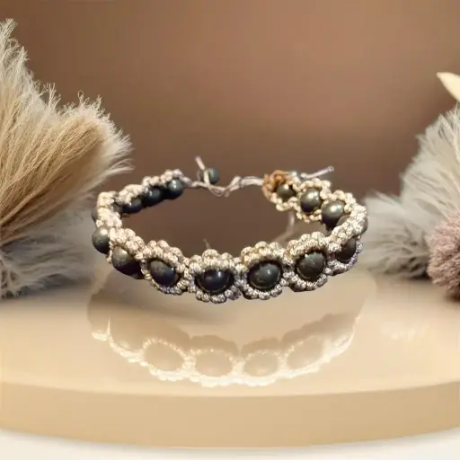 Threaded Pyrite Bracelet for Women