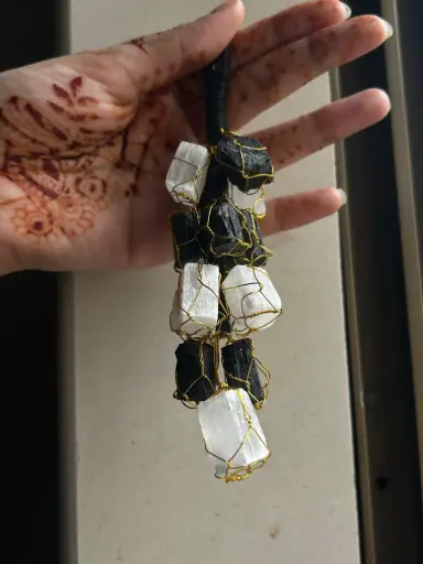 Selenite & Tourmaline Evil Eye Protection Hanger